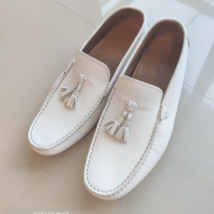 Giorgio Armani White Leather Moccasins Sz 10.5